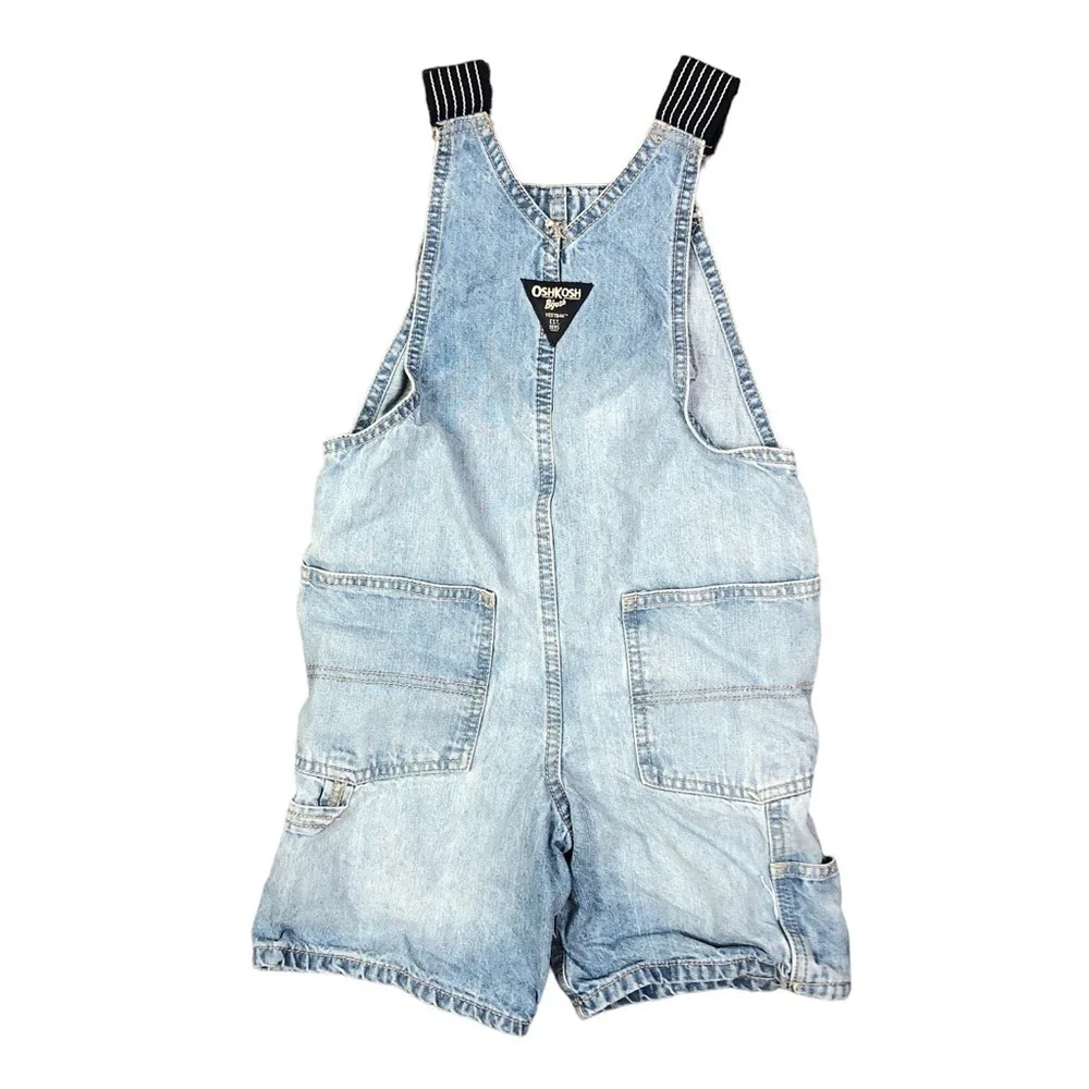 Osh Kosh carpenter shortalls denim engineer stripe straps 5T